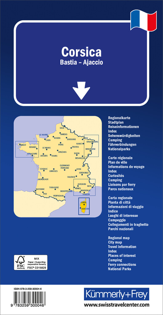 Weitere Ansicht: Kümmerly+Frey Regional-Strassenkarte Korsika 1:150.000