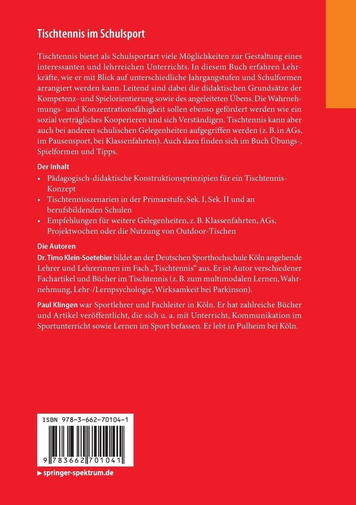 Weitere Ansicht: Tischtennis im Schulsport | Timo Klein-Soetebier, Paul Klingen