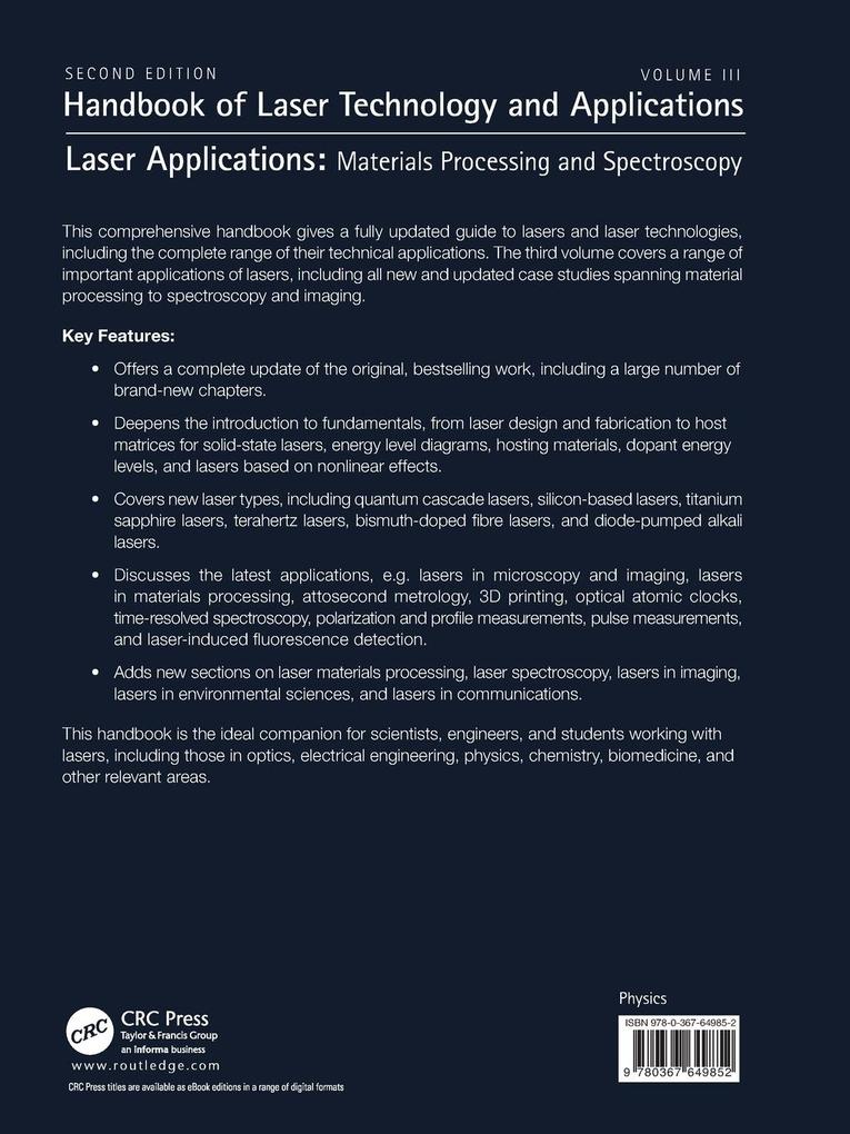 Weitere Ansicht: Handbook of Laser Technology and Applications