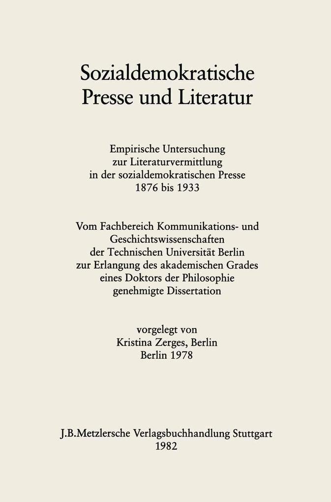 Produktbild: Sozialdemokratische Presse und Literatur | Kristin Zerges