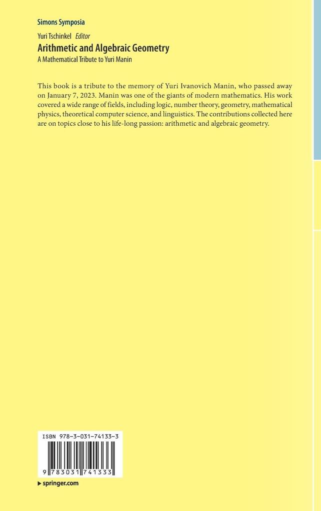 Weitere Ansicht: Arithmetic and Algebraic Geometry