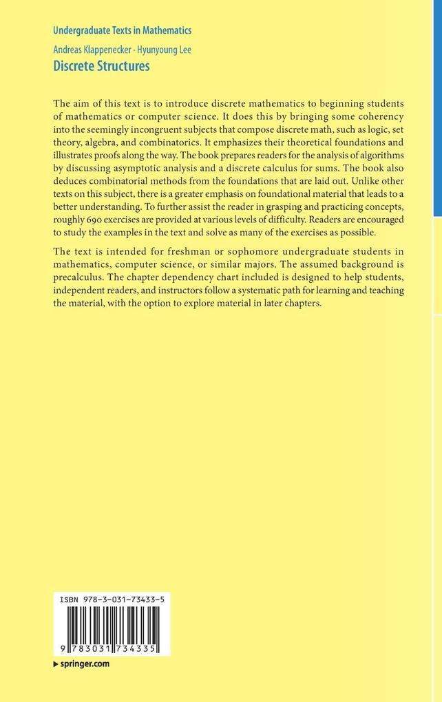 Weitere Ansicht: Discrete Structures | Andreas Klappenecker, Hyunyoung Lee