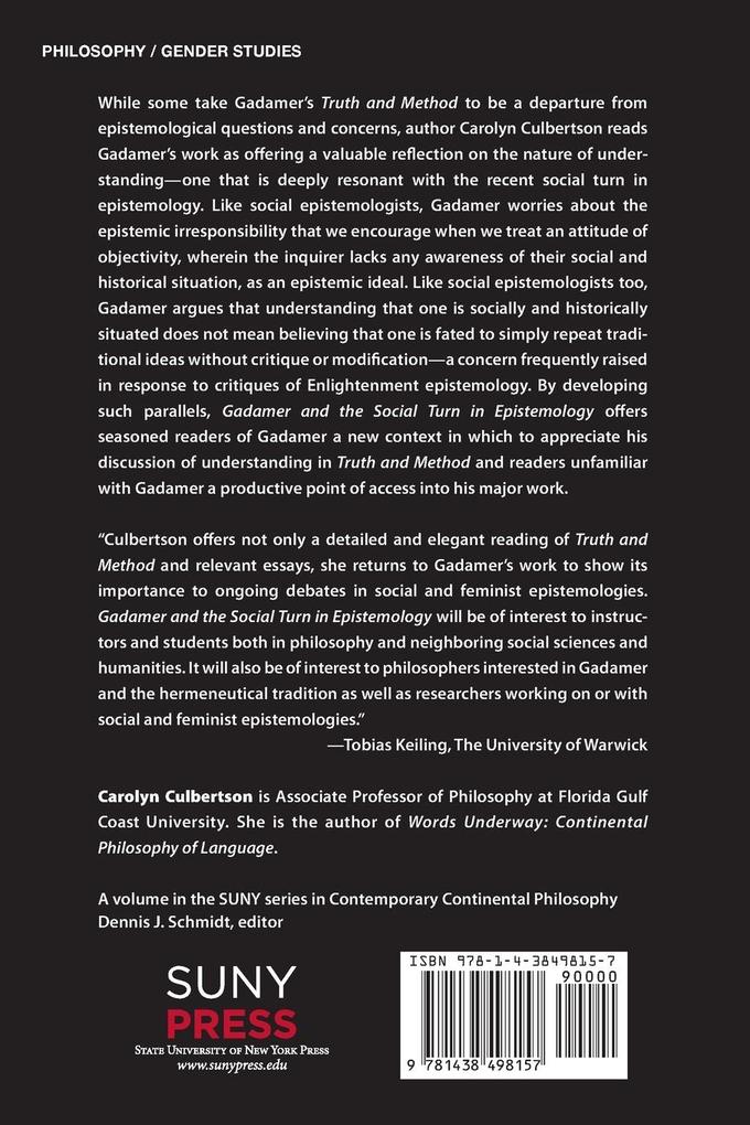 Weitere Ansicht: Gadamer and the Social Turn in Epistemology | Carolyn Culbertson