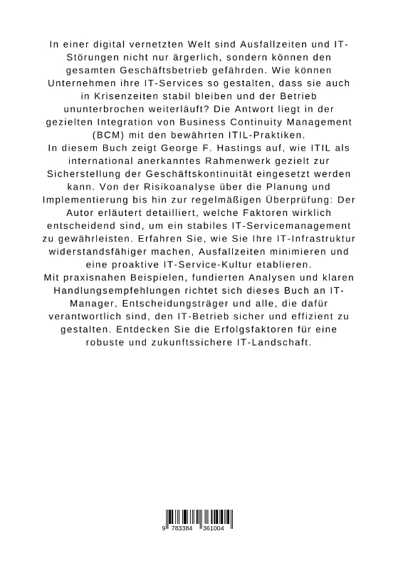 Weitere Ansicht: Business Continuity nach ITIL | George F. Hastings