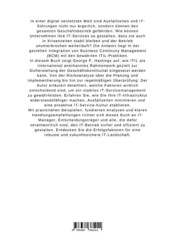 Weitere Ansicht: Business Continuity nach ITIL | George F. Hastings