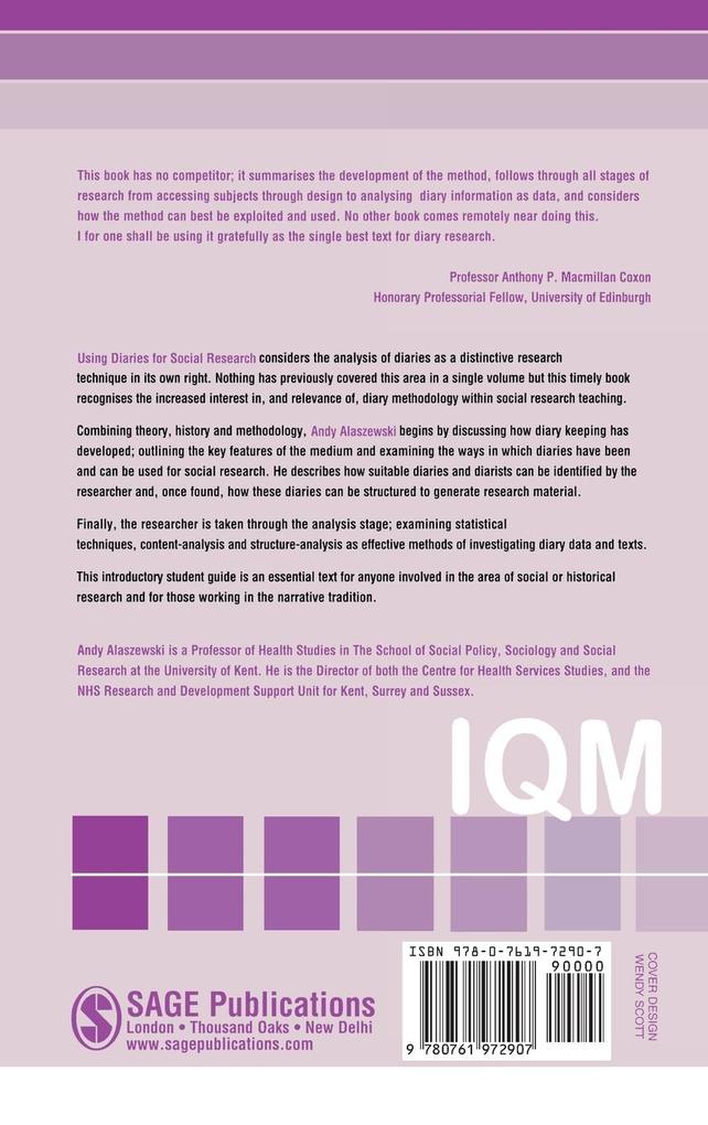 Weitere Ansicht: Using Diaries for Social Research | Andrew M Alaszewski