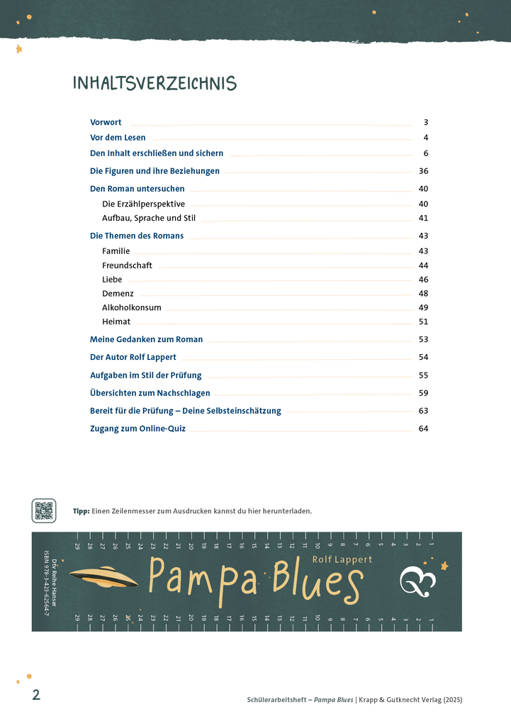 Weitere Ansicht: Pampa Blues - Rolf Lappert - Schülerarbeitsheft | Sabrina Undank, Rolf Lappert