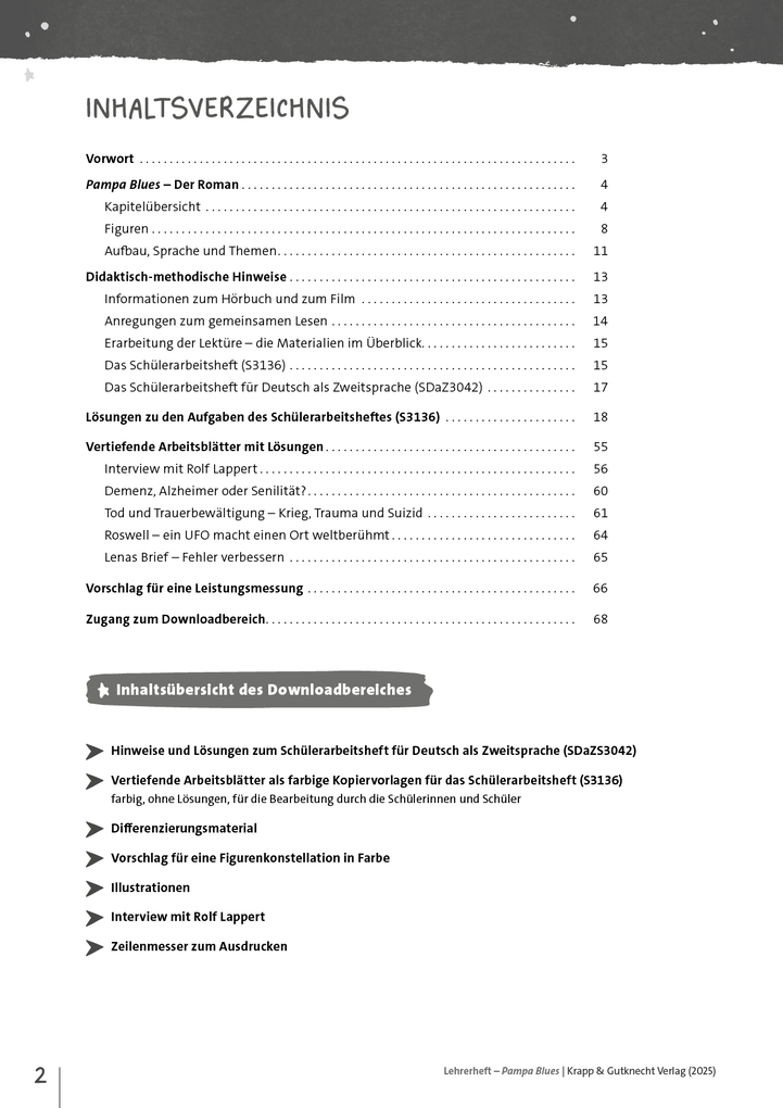 Weitere Ansicht: Pampa Blues - Rolf Lappert - Lehrerheft | Sabrina Undank, Rolf Lappert