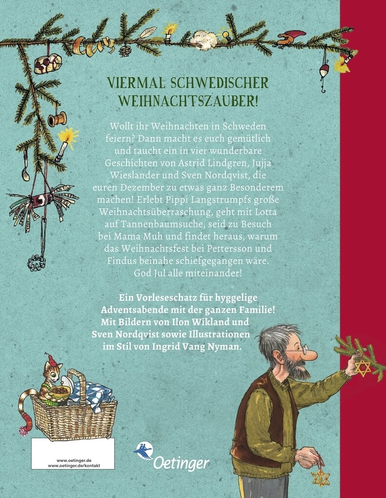 Weitere Ansicht: God Jul! Weihnachten mit Pippi Langstrumpf, Pettersson und Findus, Lotta und Mama Muh | Sven Nordqvist, Astrid Lindgren, Jujja Wieslander