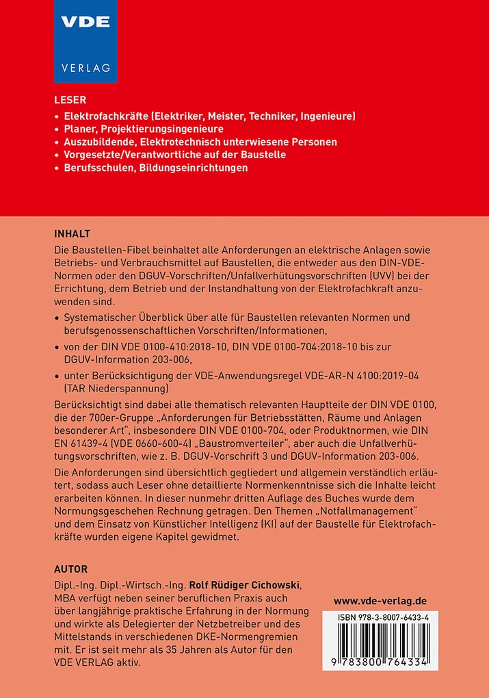 Weitere Ansicht: Baustellen-Fibel der Elektroinstallation | Rolf Rüdiger Cichowski