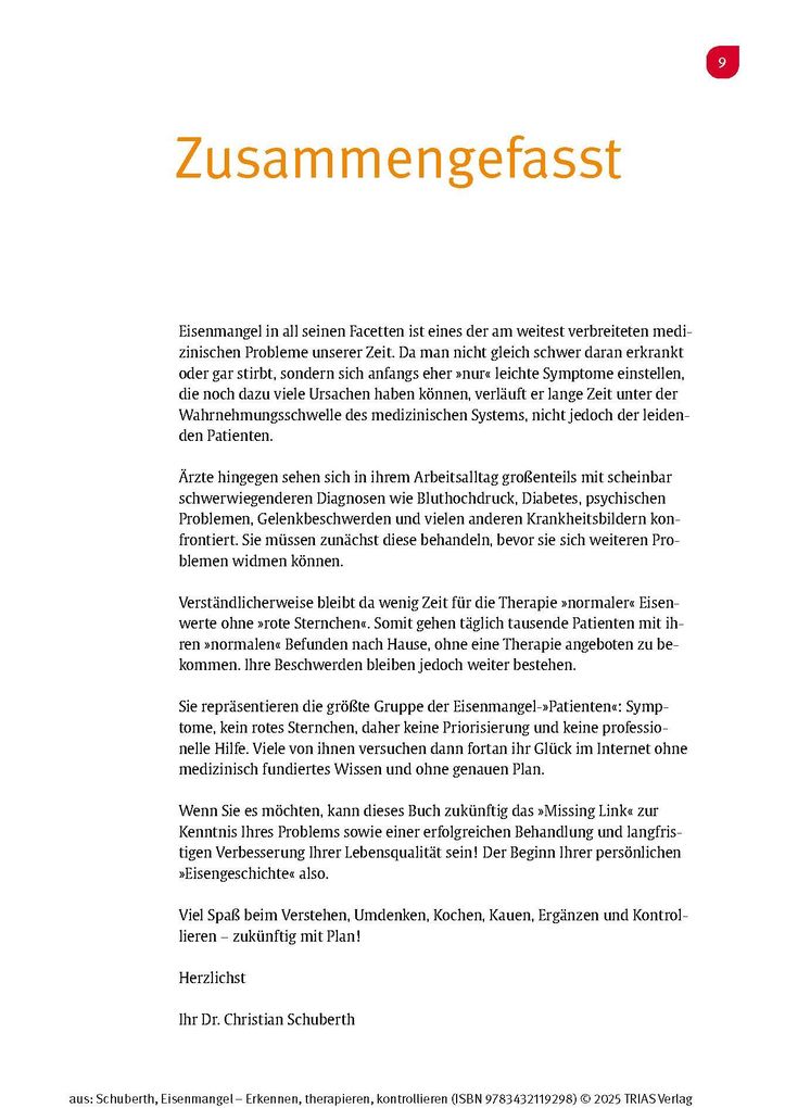 Weitere Ansicht: Eisenmangel - Erkennen, therapieren, kontrollieren | Christian Schuberth