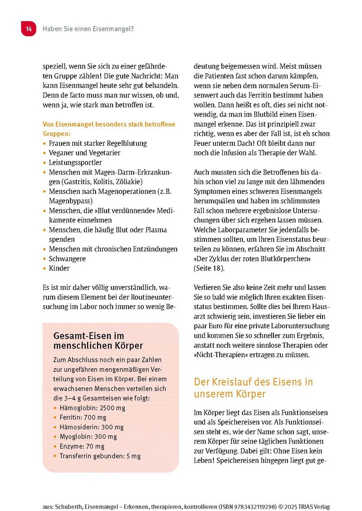 Weitere Ansicht: Eisenmangel - Erkennen, therapieren, kontrollieren | Christian Schuberth