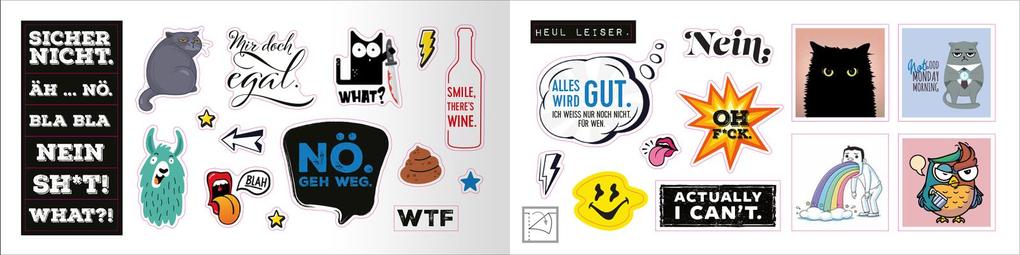 Weitere Ansicht: Böse Sprüche Stickerheft: Stickern. Lächeln. Vollpfosten denken!
