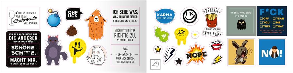 Weitere Ansicht: Böse Sprüche Stickerheft: Stickern. Lächeln. Vollpfosten denken!