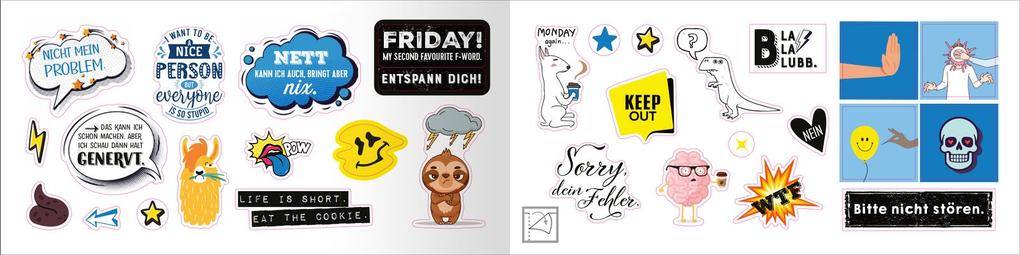 Weitere Ansicht: Böse Sprüche Stickerheft: Stickern. Lächeln. Vollpfosten denken!