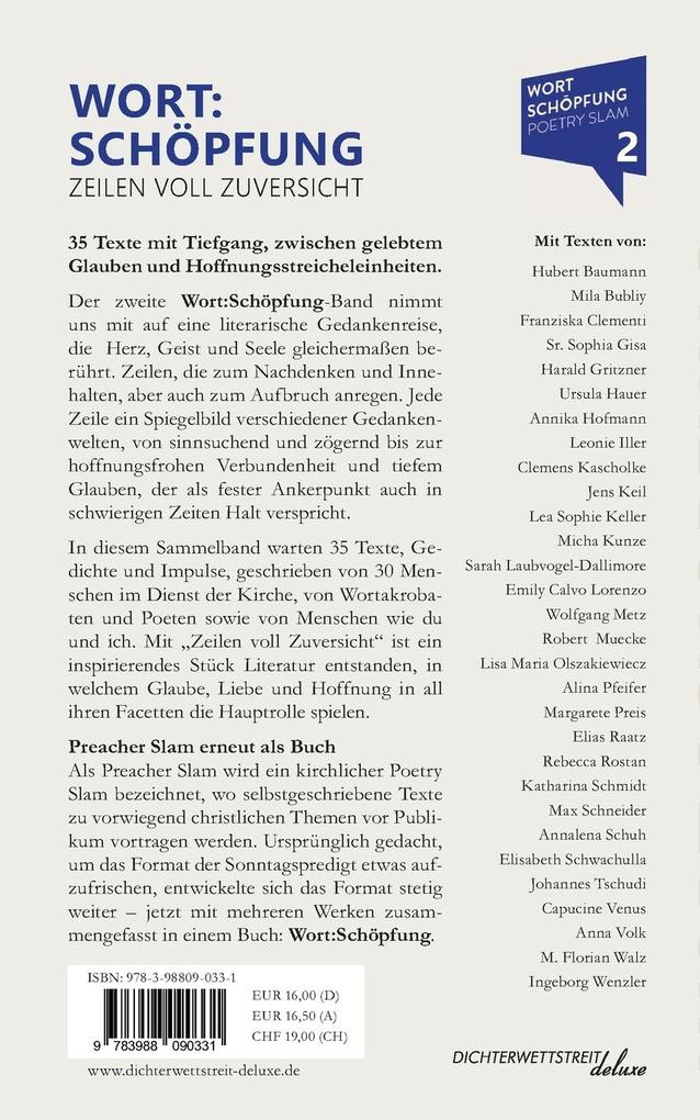 Weitere Ansicht: Wort:Schöpfung - Zeilen voll Zuversicht | Elias Raatz, Hubert Baumann, Micha Kunze, Annika Hofmann, Alina Pfeifer