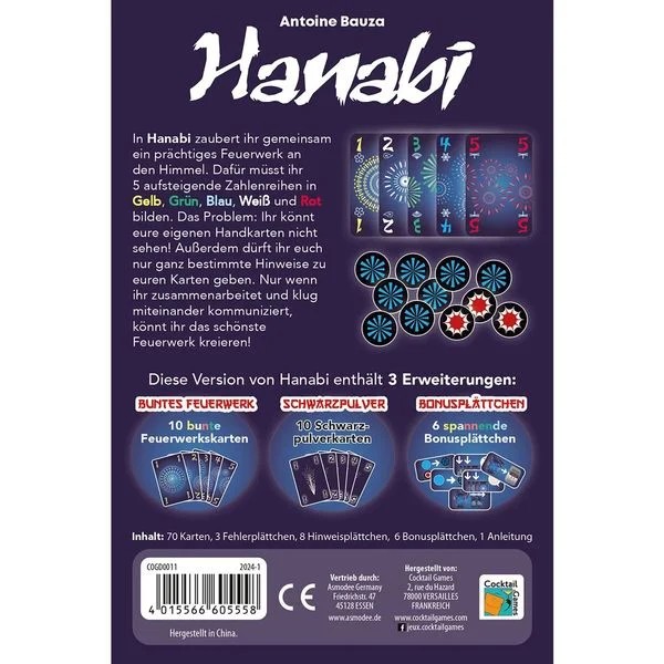 Weitere Ansicht: Asmodee COGD0008 - Hanabi, Spiel des Jahres 2013, Kartenspiel | Antonia Bauza