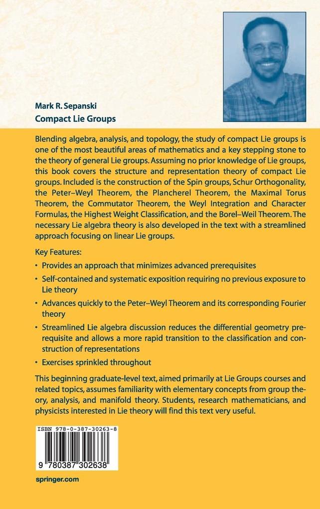 Weitere Ansicht: Compact Lie Groups | Mark R. Sepanski