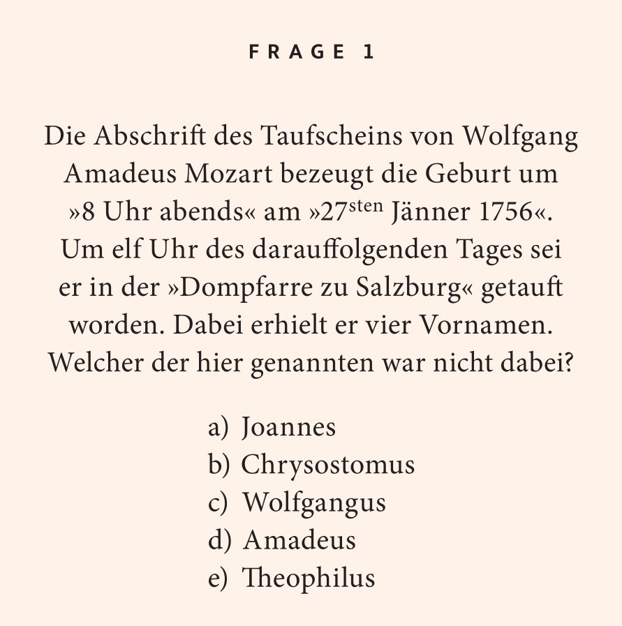 Weitere Ansicht: Mozart-Quiz | Reinhard Palmer
