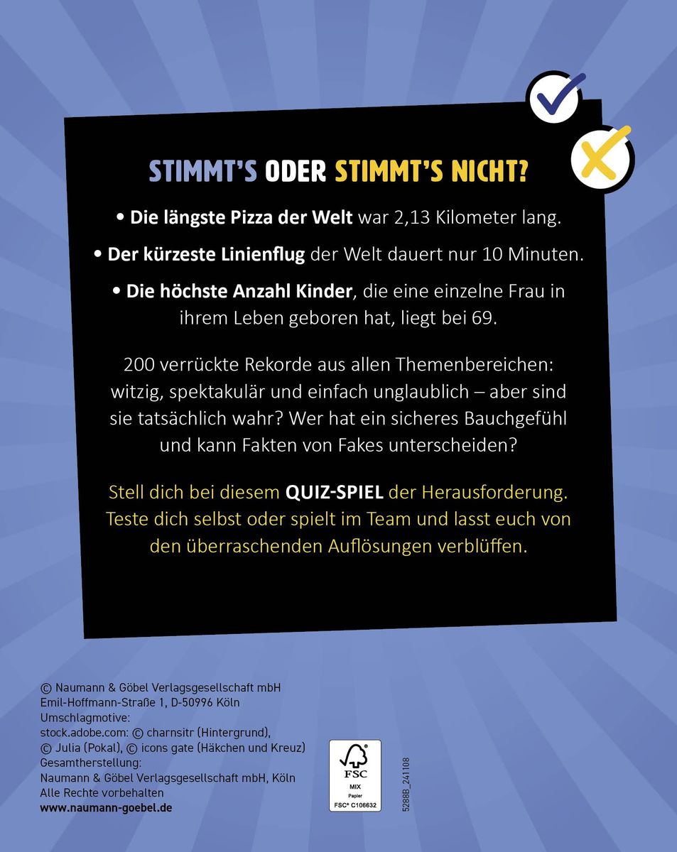 Weitere Ansicht: Wahr oder nicht? Verrückte Rekorde I Das Quizspiel