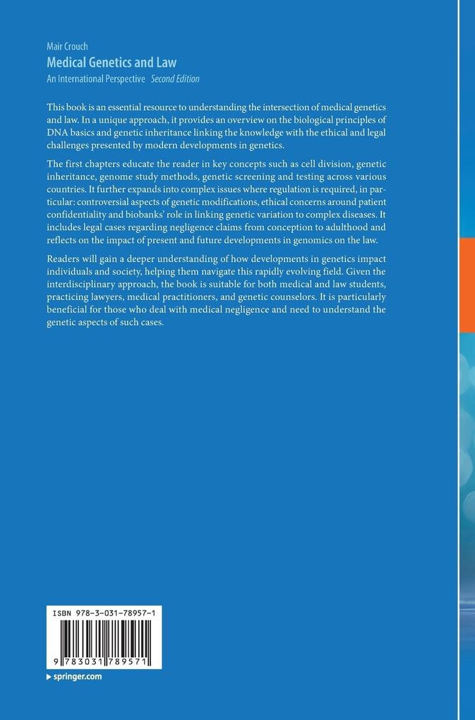 Weitere Ansicht: Medical Genetics and Law | Mair Crouch