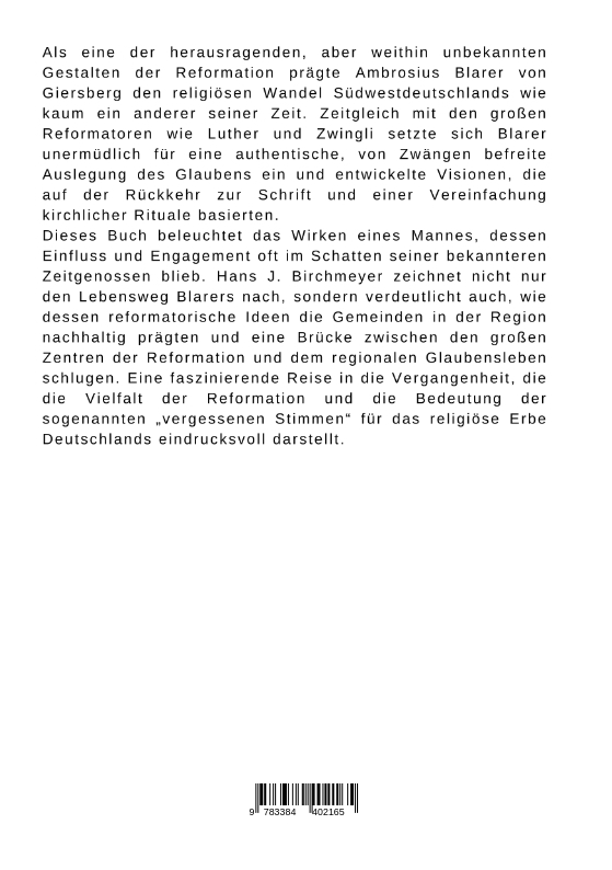 Weitere Ansicht: Ambrosius Blarer: Ein Reformator im Schatten Luthers | Hans J. Birchmeyer