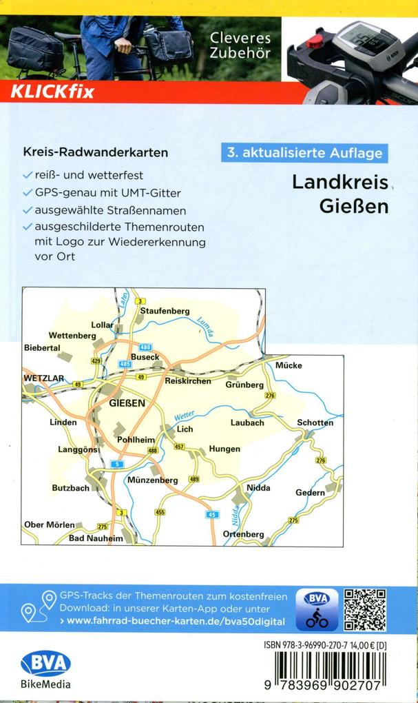 Weitere Ansicht: BVA Radwanderkarte Landkreis Gießen 1:50.000