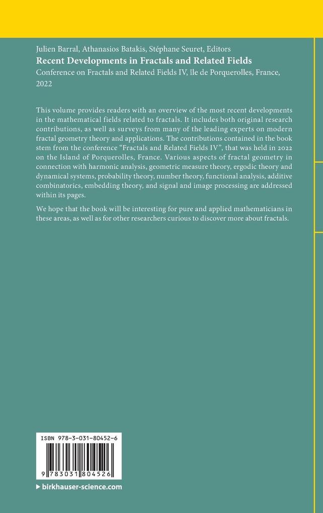 Weitere Ansicht: Recent Developments in Fractals and Related Fields