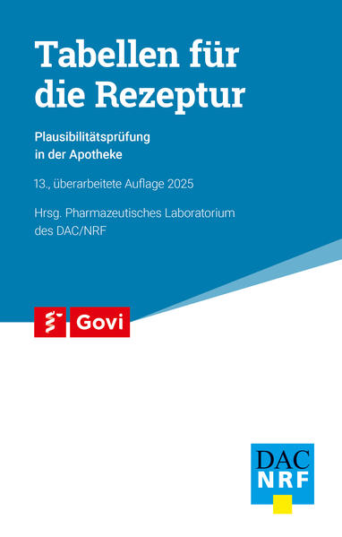 Produktbild: Tabellen für die Rezeptur