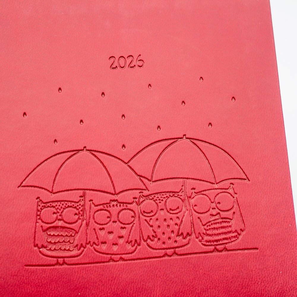 Weitere Ansicht: Terminplaner Lederlook 2026 Rot