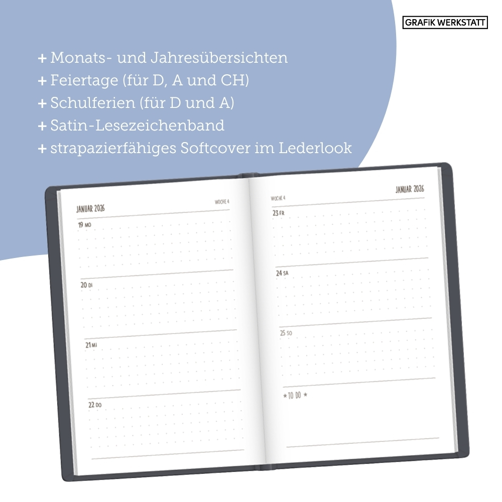 Weitere Ansicht: Terminplaner Lederlook 2026 Schwarz