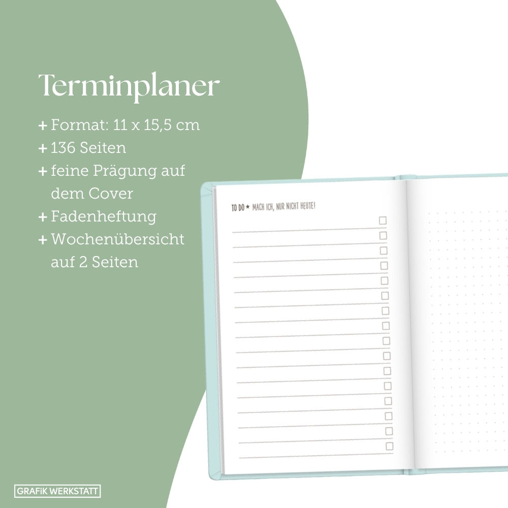 Weitere Ansicht: Terminplaner Lederlook 2026 Mint