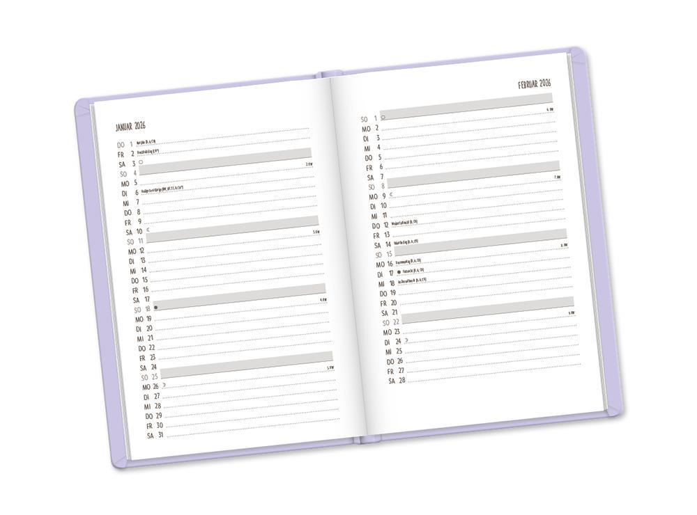 Weitere Ansicht: Terminplaner Lederlook 2026 Lavender