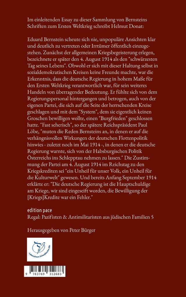 Weitere Ansicht: Der Friede ist das kostbarste Gut | Eduard Bernstein