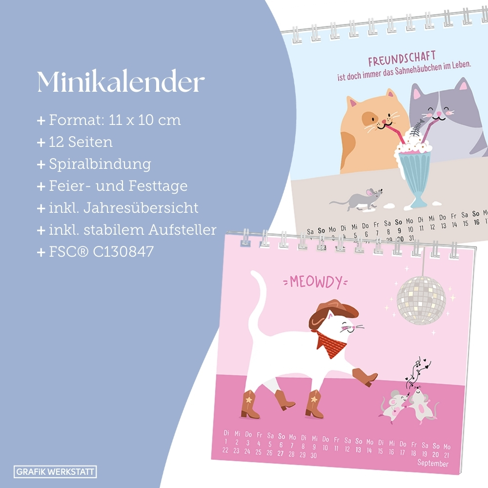 Weitere Ansicht: Mini-Kalender 2026 Have a purrrfect time!
