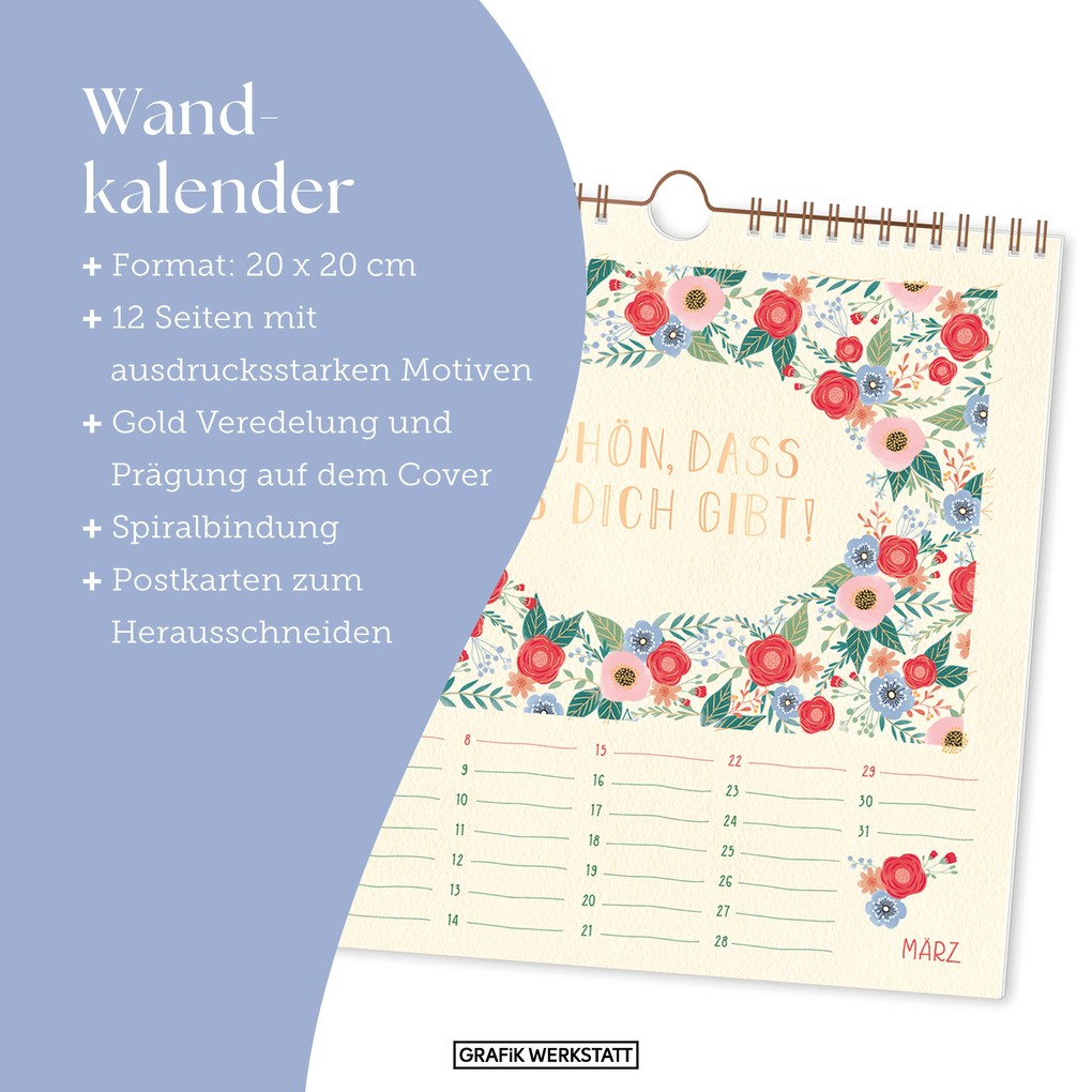 Weitere Ansicht: Wandkalender quadratisch 2026 Lieblingstage
