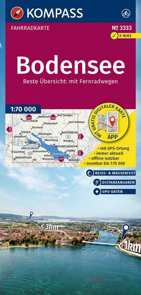 Produktbild: KOMPASS Fahrradkarte 3333 Bodensee 1:70.000