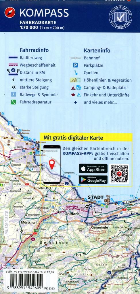 Weitere Ansicht: KOMPASS Fahrradkarte 3333 Bodensee 1:70.000