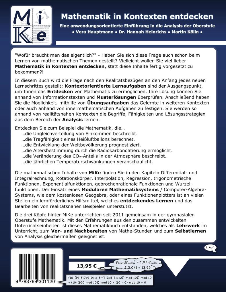 Weitere Ansicht: Mathematik in Kontexten entdecken: Analysis | Vera Hauptmann, Hannah Dr. Heinrichs, Martin Kölln