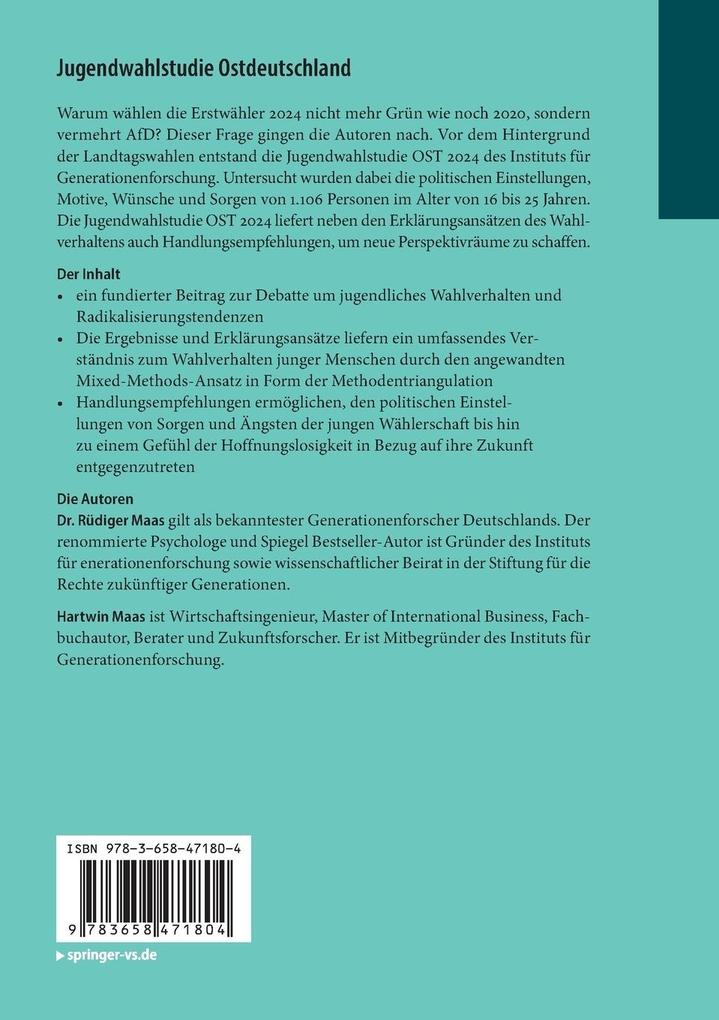 Weitere Ansicht: Jugendwahlstudie Ostdeutschland | Rüdiger Maas, Hartwin Maas