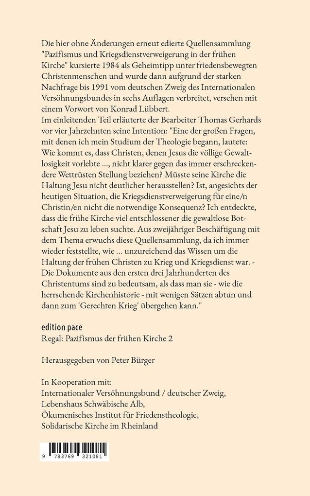 Weitere Ansicht: Pazifismus und Kriegsdienstverweigerung in der frühen Kirche | Thomas Gerhards