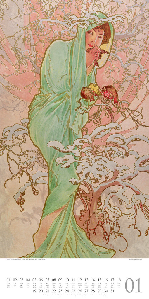 Weitere Ansicht: Alfons Mucha Kalender 2026 | Alfons Mucha, Ackermann Kunstverlag GmbH
