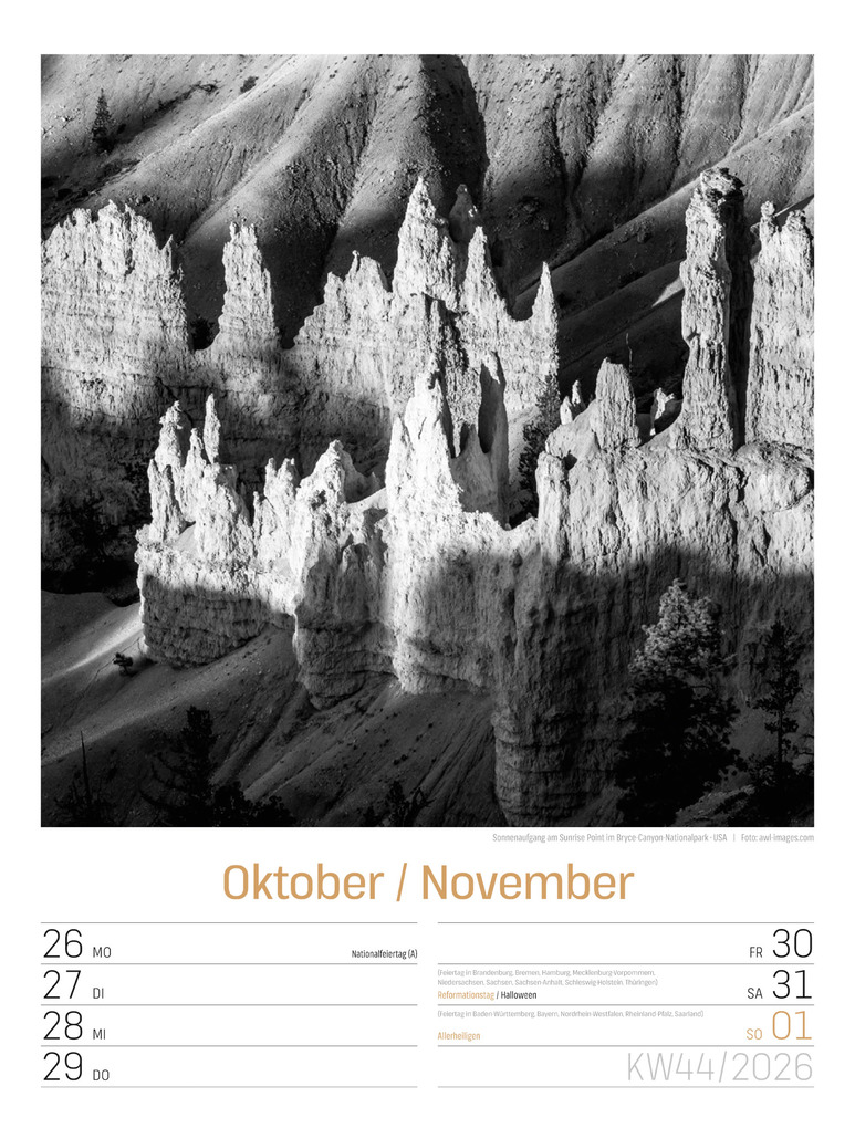 Weitere Ansicht: Silent Nature Wochenplaner Kalender 2026 | Ackermann Kunstverlag GmbH