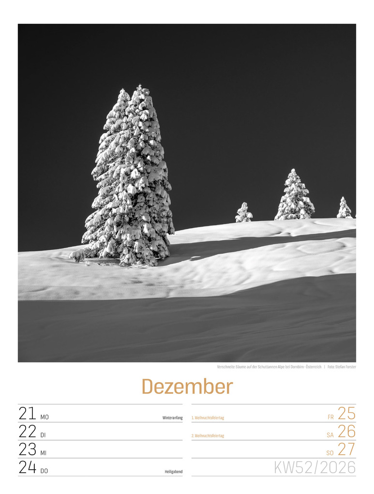 Weitere Ansicht: Silent Nature Wochenplaner Kalender 2026 | Ackermann Kunstverlag GmbH