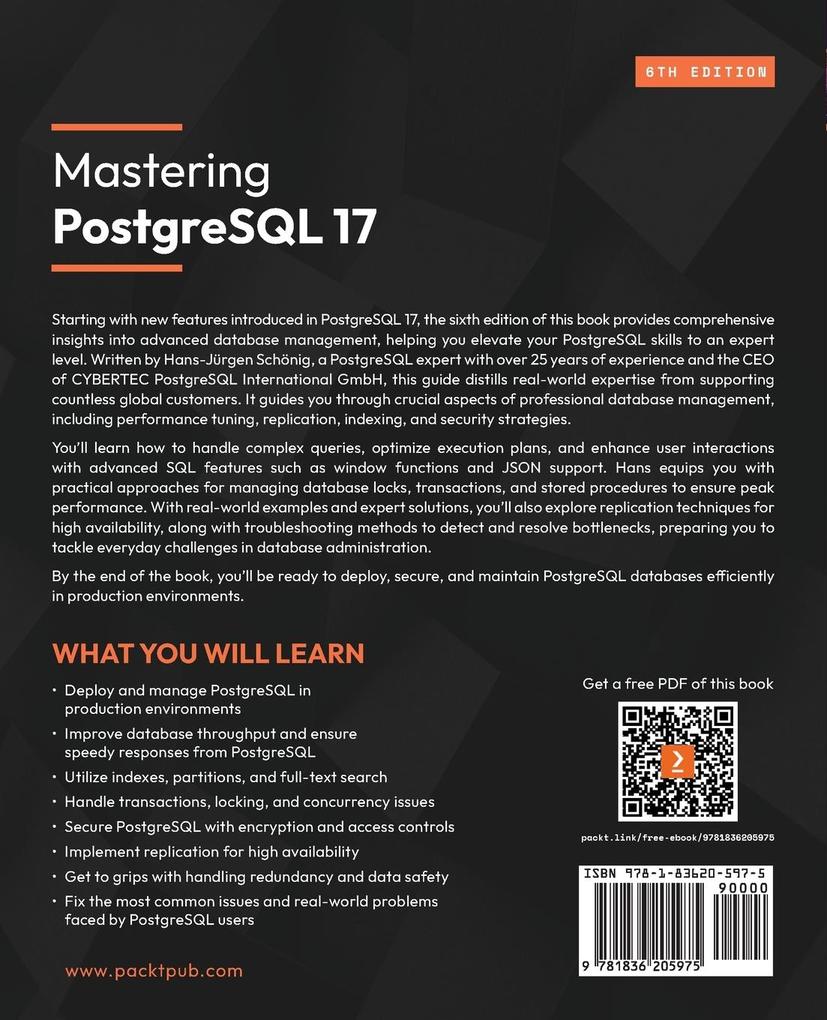 Weitere Ansicht: Mastering PostgreSQL 17 - Sixth Edition | Hans-Jürgen Schönig
