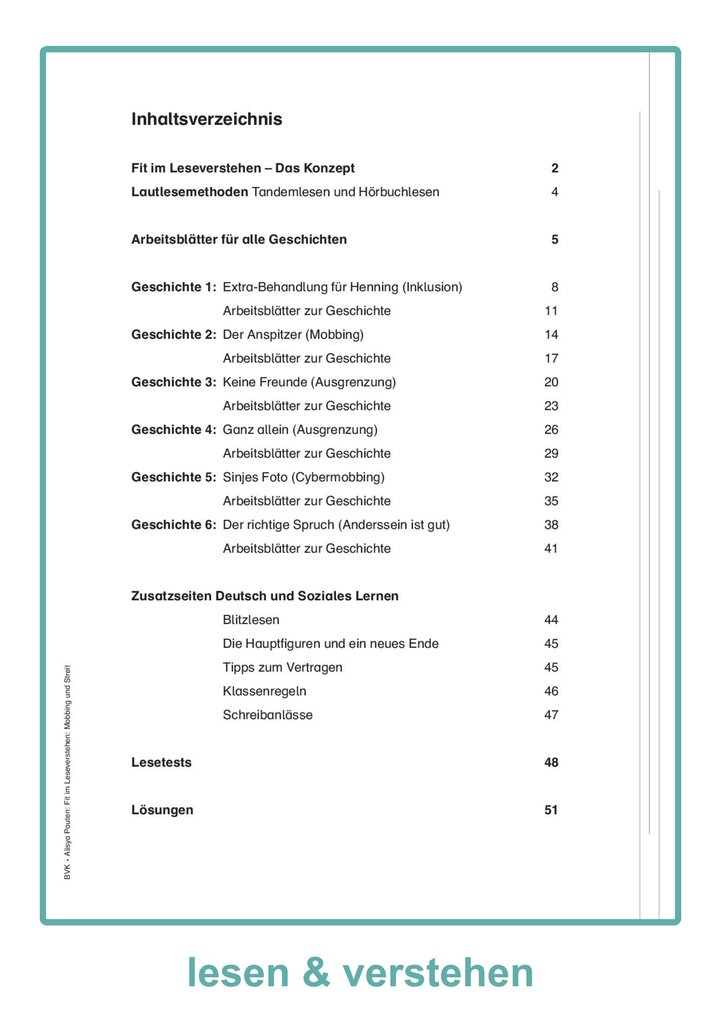 Weitere Ansicht: Fit im Leseverstehen - Mobbing und Streit | Alisya Pauten