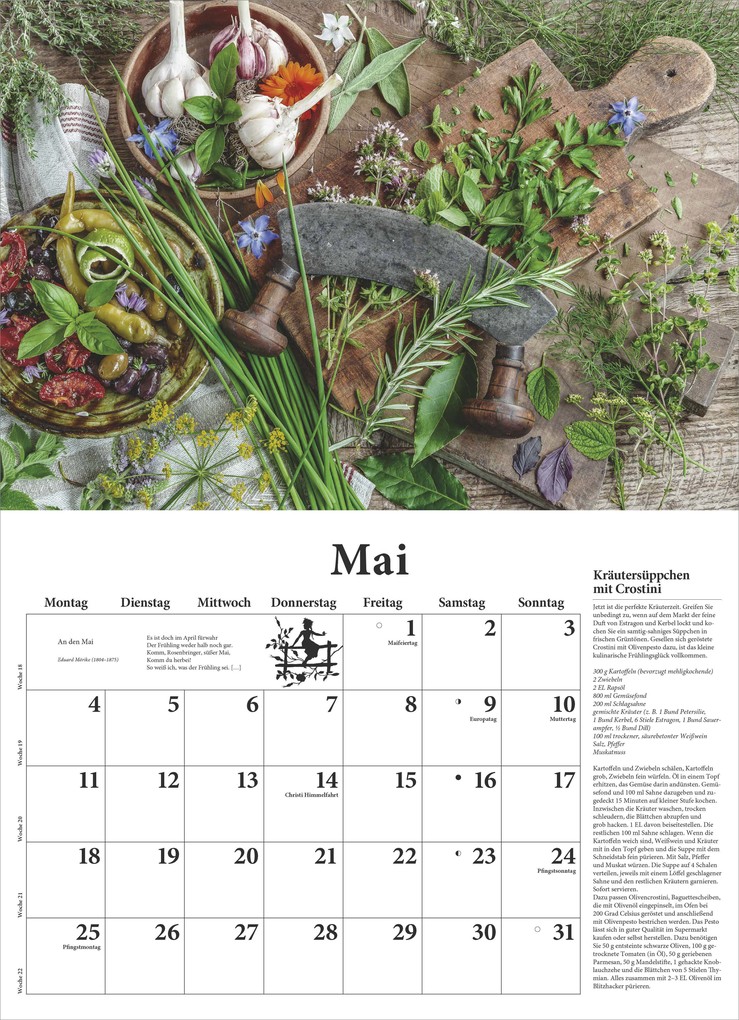 Weitere Ansicht: DUMONTS - DuMonts neuer Küchenkalender 2026 - Broschürenkalender 42 x 29 cm - Mit Rezepten, Gedichten & Food-Fotografie für die Küche | DUMONT Kalenderverlag GmbH & Co. KG