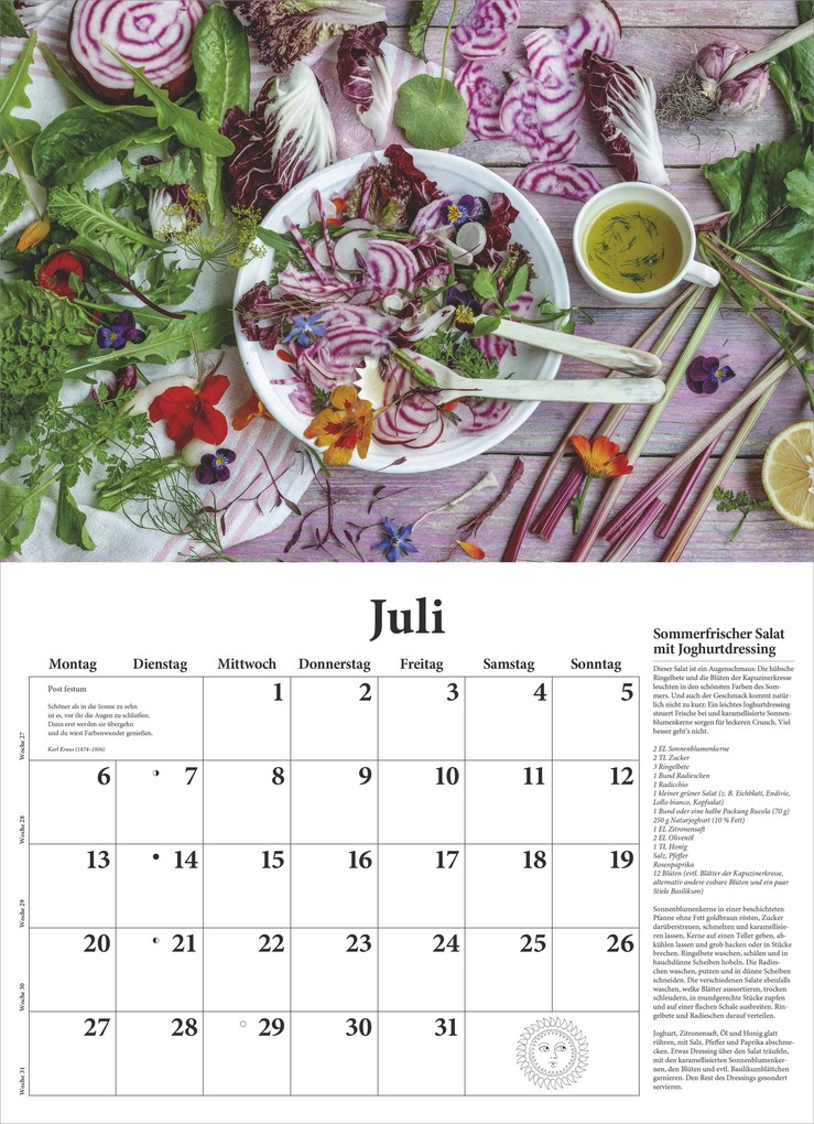 Weitere Ansicht: DUMONTS - DuMonts neuer Küchenkalender 2026 - Broschürenkalender 42 x 29 cm - Mit Rezepten, Gedichten & Food-Fotografie für die Küche | DUMONT Kalenderverlag GmbH & Co. KG