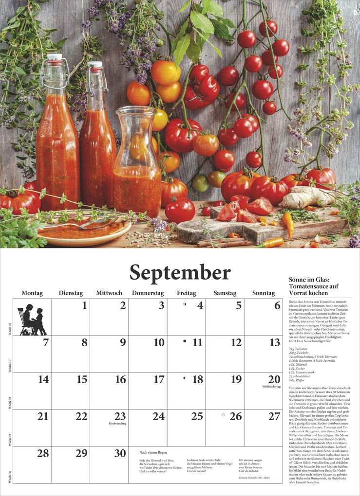 Weitere Ansicht: DUMONTS - DuMonts neuer Küchenkalender 2026 - Broschürenkalender 42 x 29 cm - Mit Rezepten, Gedichten & Food-Fotografie für die Küche | DUMONT Kalenderverlag GmbH & Co. KG
