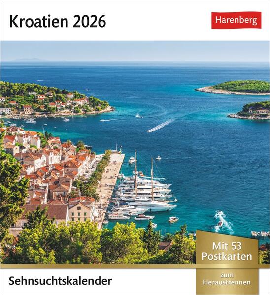 Produktbild: Kroatien Sehnsuchtskalender 2026 - Wochenkalender mit 53 Postkarten